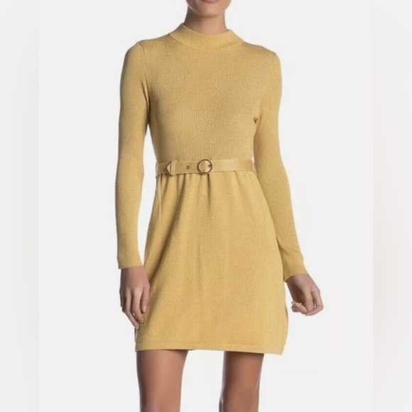 Free People Golden French Girl Sweater Dress w/ Belt - Picture 3 of 9